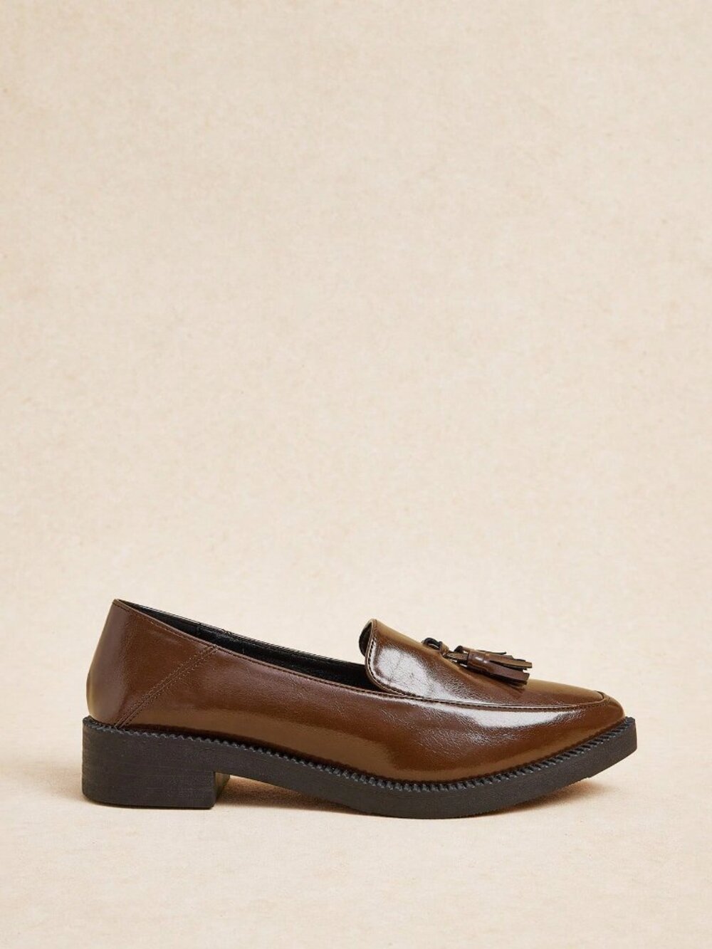 Dark Brown Casual Women's Mule Loafers With Tassel Decor